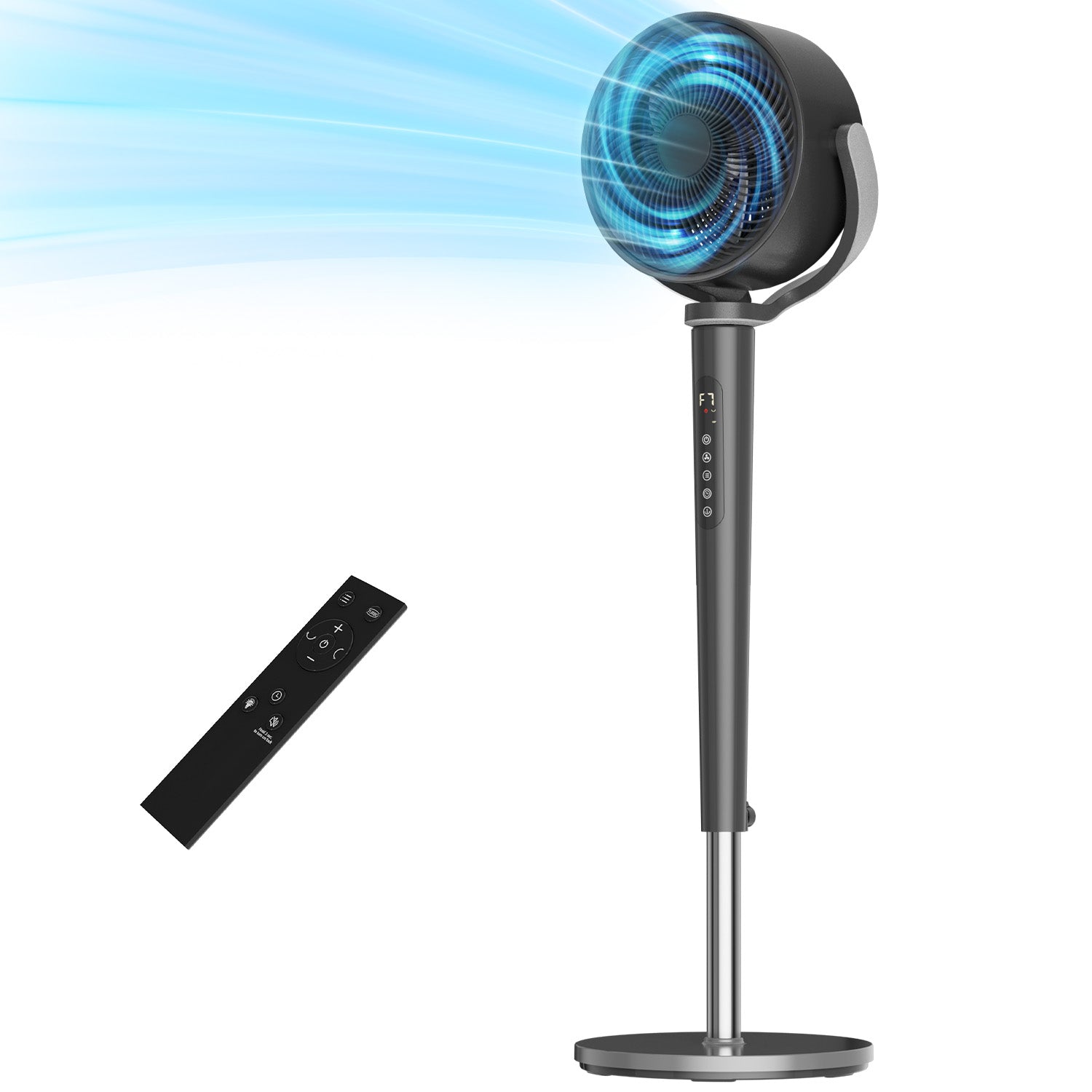VAJIAZA 37"-46" Pedestal Fan, Quiet Standing Fan for Home Bedroom, 120°+120° Smart 3D Oscillating Floor Fan, 16 Speeds, 4 Wind Modes, Screen-Off, Child Lock, 12H Timer