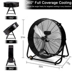 30" Industrial Fans for 14000 CFM, High Velocity Fan with 3 Speeds, Heavy Duty Blower Fan Equipped 360° Tilt Air Circulator Used in Warehouse, Garage, Yard