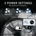 24"Industrial Fan High Velocity,Heavy Duty Drum Fan up to 8100CFM,Heavy Duty Blower Fan with 3-Speed & 360°Adjustable,Ideal for Home, Garage, Indoor/Outdoor Use, Black