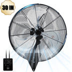 30” Wall Mount Fan 13650 CFM High Velocity Industrial Heavy Duty Fan with 3-Speed Oscillating Commercial Use for Warehouse, Garage, Factory, Black