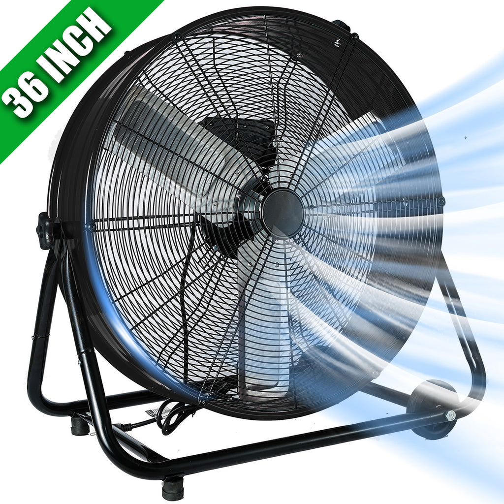 36"Industrial Fan High Velocity,Heavy Duty Drum Fan up to 18600CFM,3-Speed & 360°Adjustable,Ideal for Home, Garage, Indoor/Outdoor Use, Black