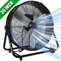 36"Industrial Fan High Velocity,Heavy Duty Drum Fan up to 18600CFM,3-Speed & 360°Adjustable,Ideal for Home, Garage, Indoor/Outdoor Use, Black