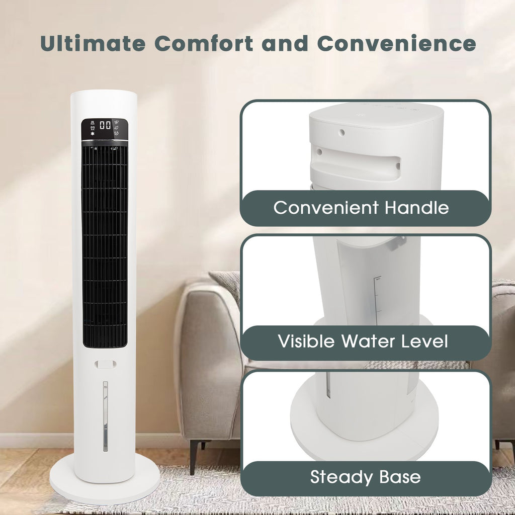 40" Evaporative Air Cooler with Remote, Portable Air Conditioner with 3 Modes, Quiet Swamp Coolers 70° Oscillation Equipped Aroma Box, White