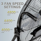 24"Industrial Fan High Velocity,Portable 24"Industrial Fan High Velocity,Portable Floor Fan with 3-Speed up to 8000CFM, Floor Fan Equipped Handle & Wheels, Ideal for Home, Garage, Indoor/Outdoor Use