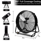 36" Industrial Fans for 18000 CFM, High Velocity Fan with 3 Speeds, Heavy Duty Blower Fan Equipped 360° Tilt Air Circulator Used in Warehouse, Garage, Yard