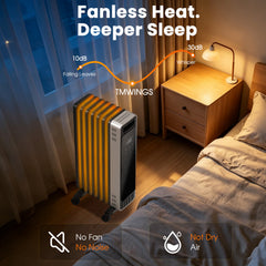 VAJIAZA 1500W Oil Filled Radiator Space Heater, Portable Electric Room Heater with Remote, Touch Control, 3 Heat Modes, 24H Timer, ECO Energy-Saving for Large Area