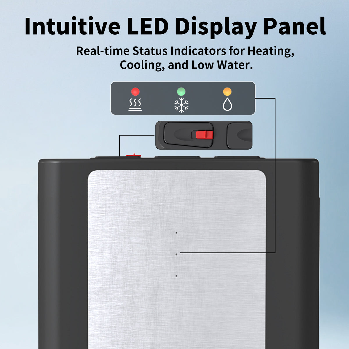 TMWINGS Stainless Steel Bottom Load Water Dispenser with LED Display, Water Cooler Equipped 3 Settings & Safety Lock Fits 5 Gal Bottle for Home/Office/Kitchen