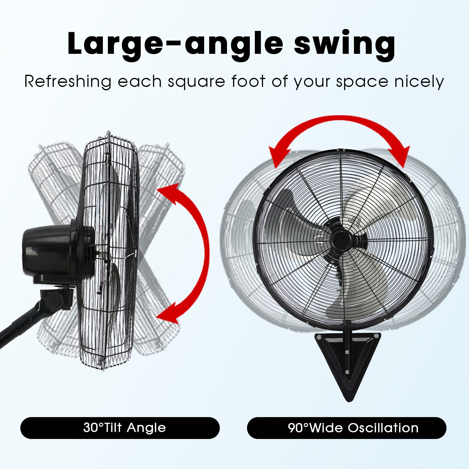 2 Pack 22" Wall Mount Fan, 3 Speeds Wall Oscillating Fan with 7000 CFM, Cooling Fan, High Velocity Fans, Black