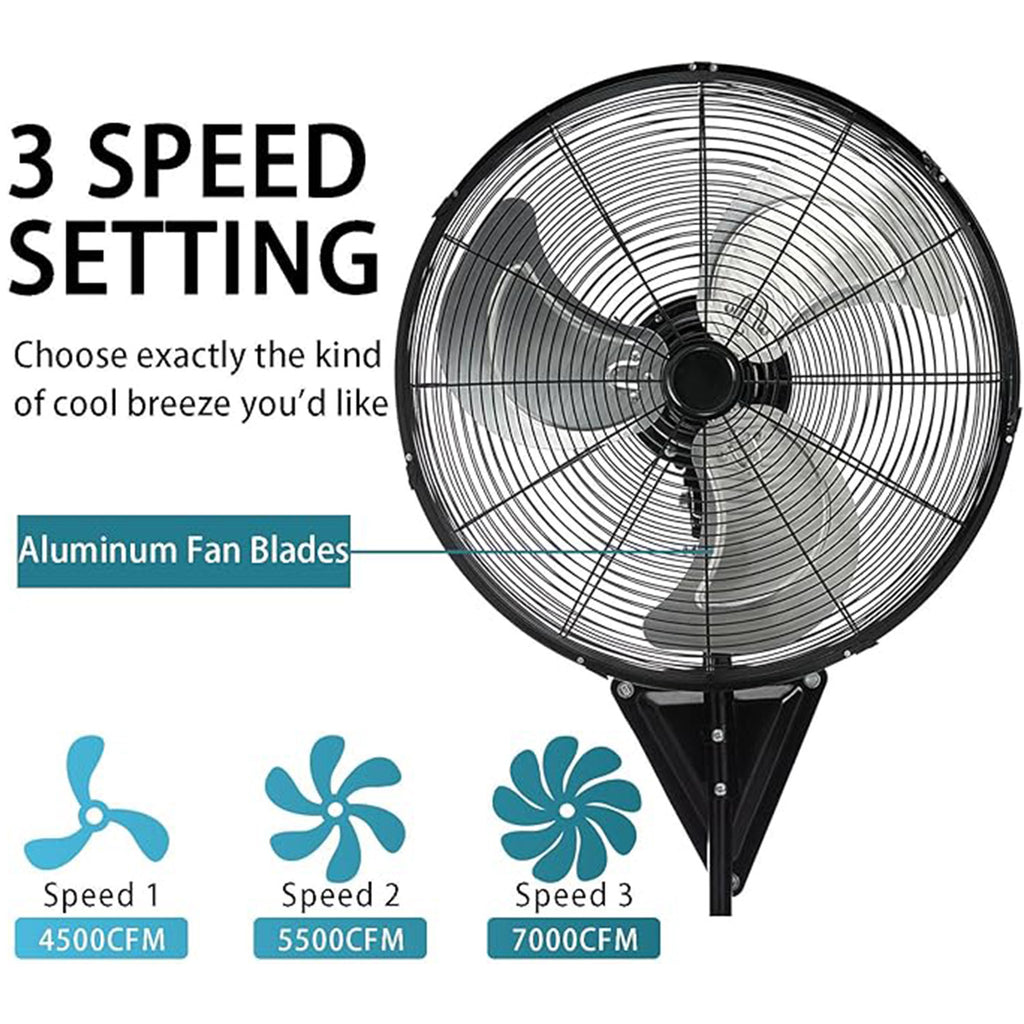 2-Pack 22" Wall Mount Fan High Velocity up to 7000CFM, Oscillating Wall Fans with Remote Control, 3-Speed Adjustable Tilt & Timer for Home, Garage, Workshop, Black