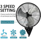 2-Pack 22" Wall Mount Fan High Velocity up to 7000CFM, Oscillating Wall Fans with Remote Control, 3-Speed Adjustable Tilt & Timer for Home, Garage, Workshop, Black