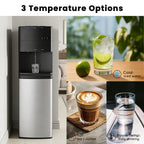 Water Dispenser for 3 and 5 Gallon Bottles – Bottom Load Water Machine with Hot, Cold & Room Temperature Options, Self-Cleaning & Safe Design, Silver