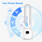 34in Bladeless Tower Fan with 60°Oscillating, 3 Speeds & 3 Modes Standing Floor Fan Equipped Remote Control, 12H Timer for Indoor Room Use