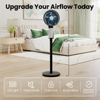 VAJIAZA 42” Pedestal Fan with Remote, 32 Speeds Quiet Floor Fan Equipped Wide-Oscillating, 4 Modes, 12H Timer,Ideal for Bedroom & Home