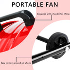 24"Industrial Fan High Velocity,Heavy Duty Drum Fan up to 8100CFM,3-Speed & 360°Adjustable,Ideal for Home, Garage, Indoor/Outdoor Use, Red