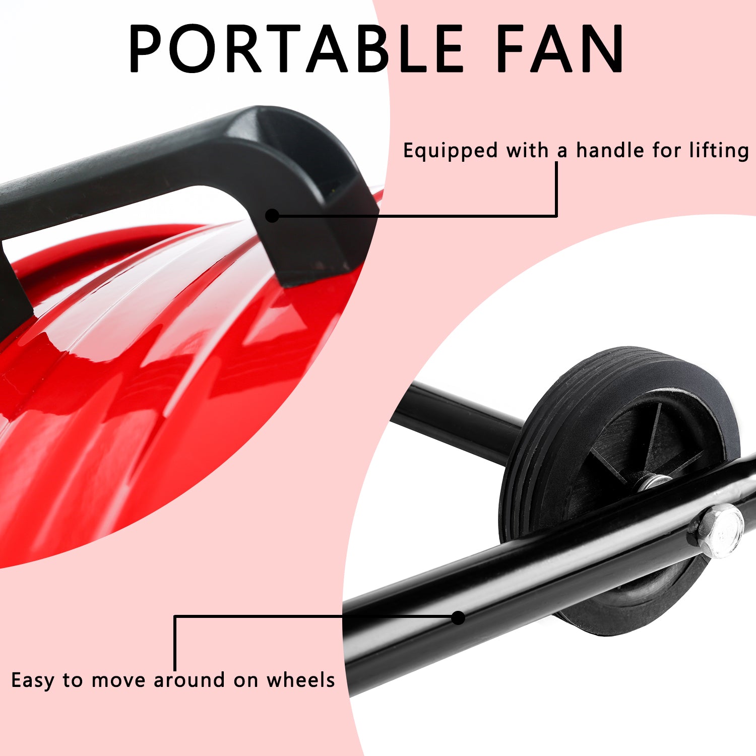 24"Industrial Fan High Velocity,Heavy Duty Drum Fan up to 8100CFM,3-Speed & 360°Adjustable,Ideal for Home, Garage, Indoor/Outdoor Use, Red