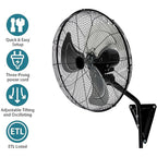 2-Pack 22" Wall Mount Fan High Velocity up to 7000CFM, Oscillating Wall Fans with Remote Control, 3-Speed Adjustable Tilt & Timer for Home, Garage, Workshop, Black