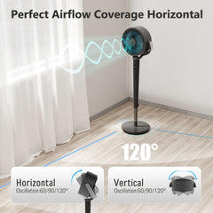 Pedestal Fan with 16 Speeds & 5 Modes,39-46" Adjustable Height Floor Fan Equipped Led Light,120°Oscillating, Free Standing, 12H Timer, Remote Control