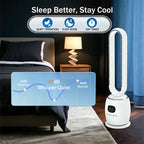 34in Bladeless Tower Fan with 60°Oscillating, 3 Speeds & 3 Modes Standing Floor Fan Equipped Remote Control, 12H Timer for Indoor Room Use