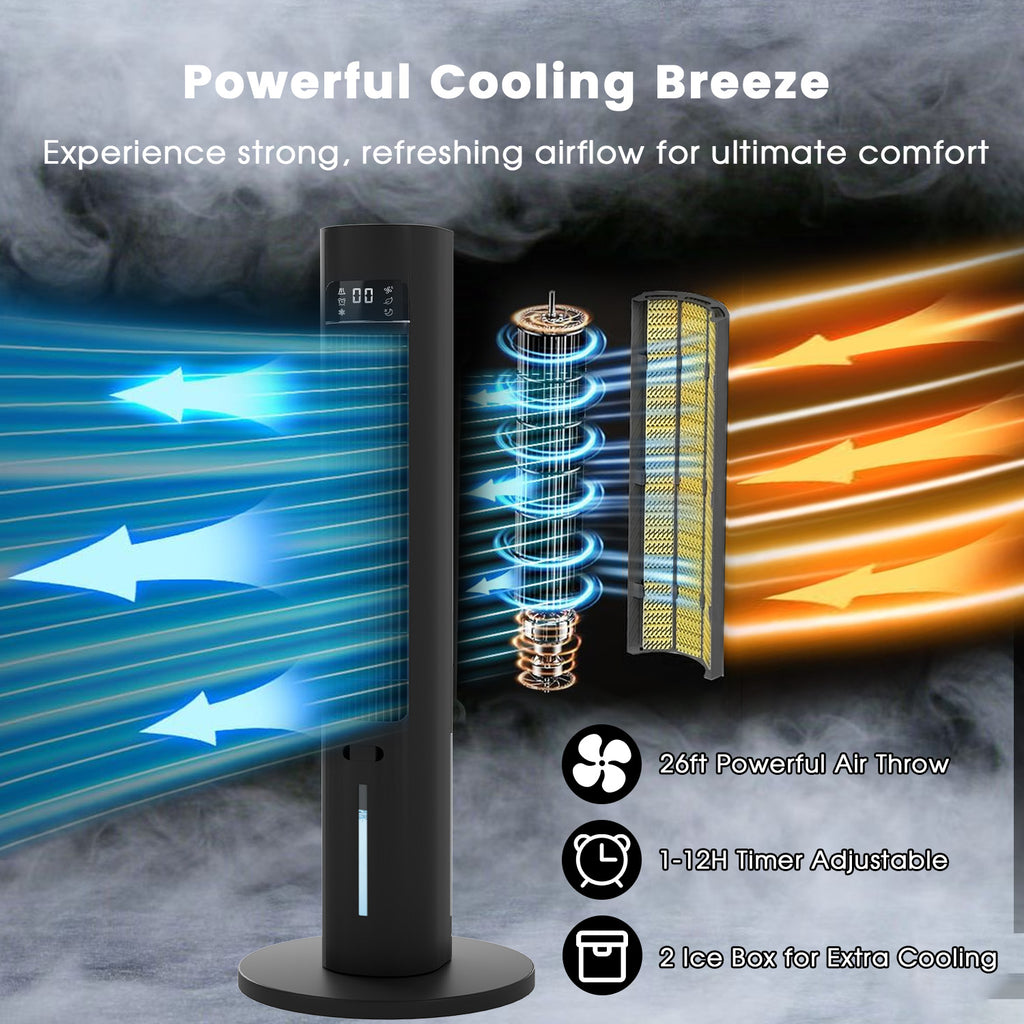 40" Evaporative Air Cooler with Remote, Portable Air Conditioner with 3 Modes, Quiet Swamp Coolers 70° Oscillation Equipped Aroma Box, Black
