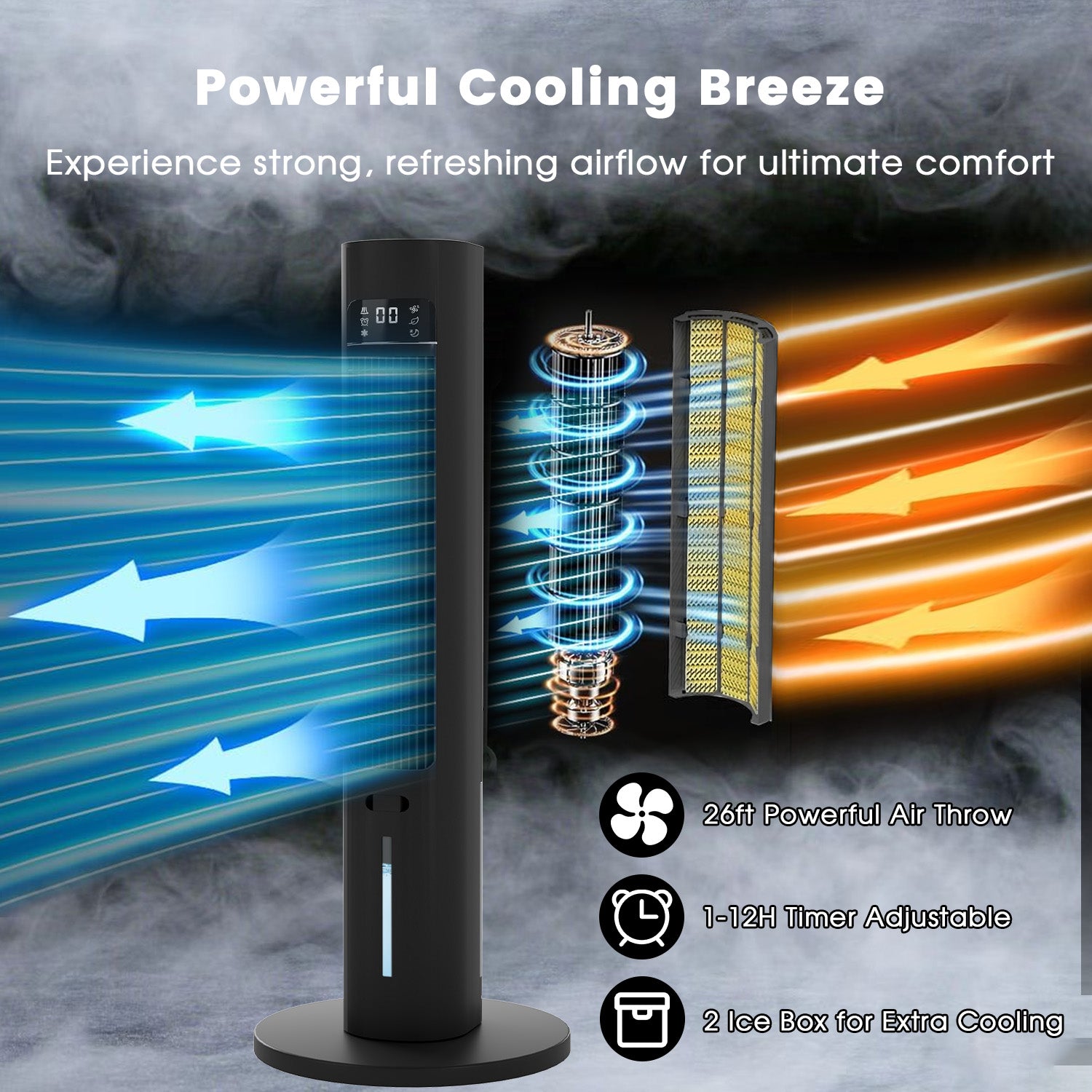 40" Evaporative Air Cooler with Remote, Portable Air Conditioner with 3 Modes, Quiet Swamp Coolers 70° Oscillation Equipped Aroma Box, Black