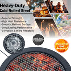 52" Fire Pits for Outside, Foldable Fire Pits with 26" Fire Stove and Table, Cold-Rolled Steel Fire Pit Tables with BBQ Net, Poker, Grill Brush and Protective Cover