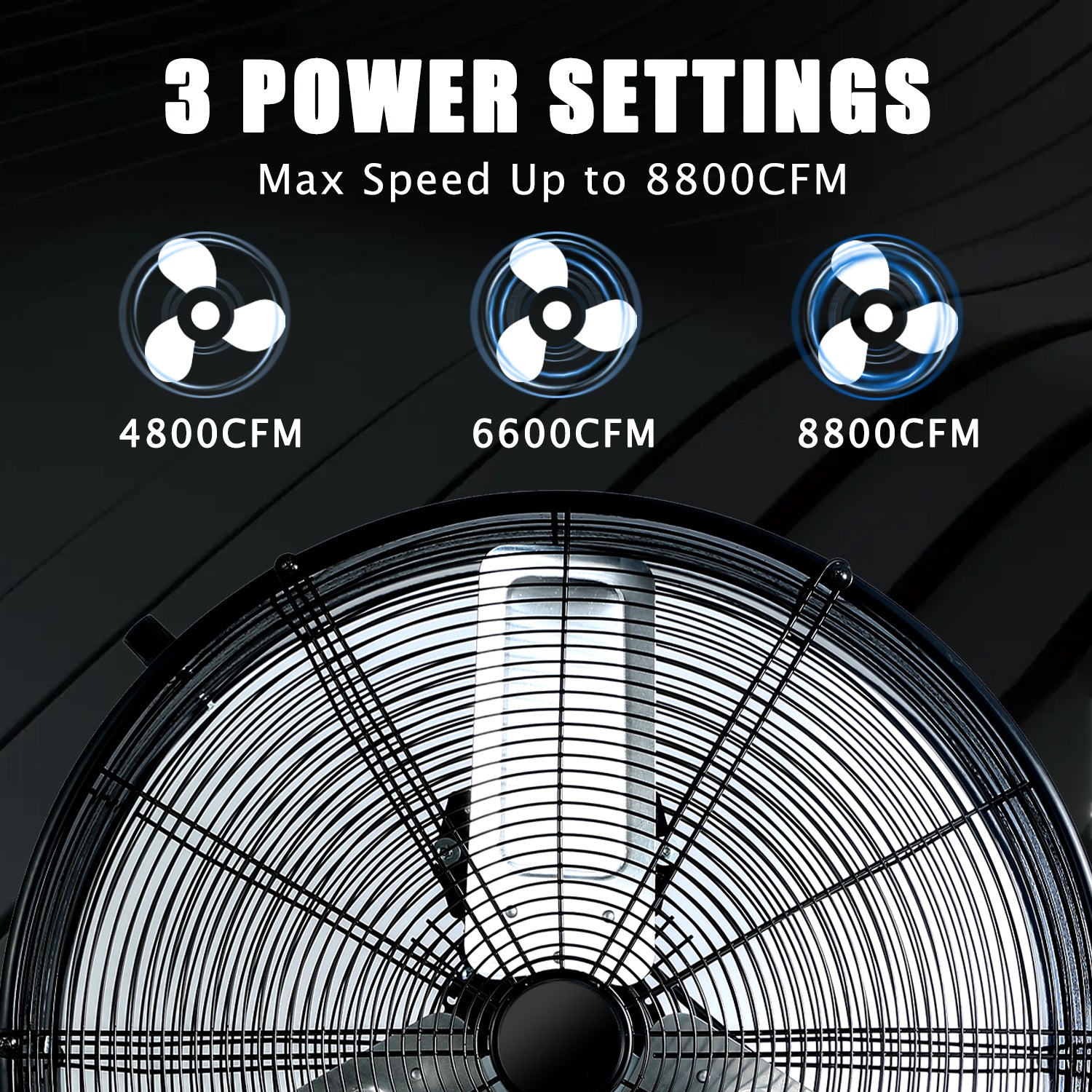 Industrial Fans 24" up to 8800 CFM, High Velocity Fan with 3 Speeds, Heavy Duty Blower Fan Equipped 360° Tilt Air Circulator Recommended Use in Warehouse, Garage, Yard, Black