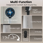VAJIAZA 42” Pedestal Fan with Remote, 32 Speeds Quiet Floor Fan Equipped Wide-Oscillating, 4 Modes, 12H Timer,Ideal for Bedroom & Home