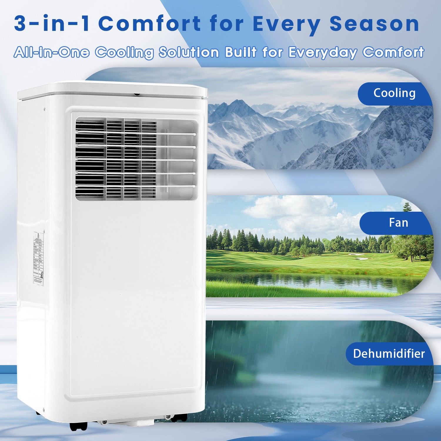 KEYTEK 10000BTU Portable Air Conditioner Cools up to 450 Sq ft.,4-in-1 Standing AC Unit with Cooling,Dry,Sleep & Fan Modes,Remote Control,Window Kit Included