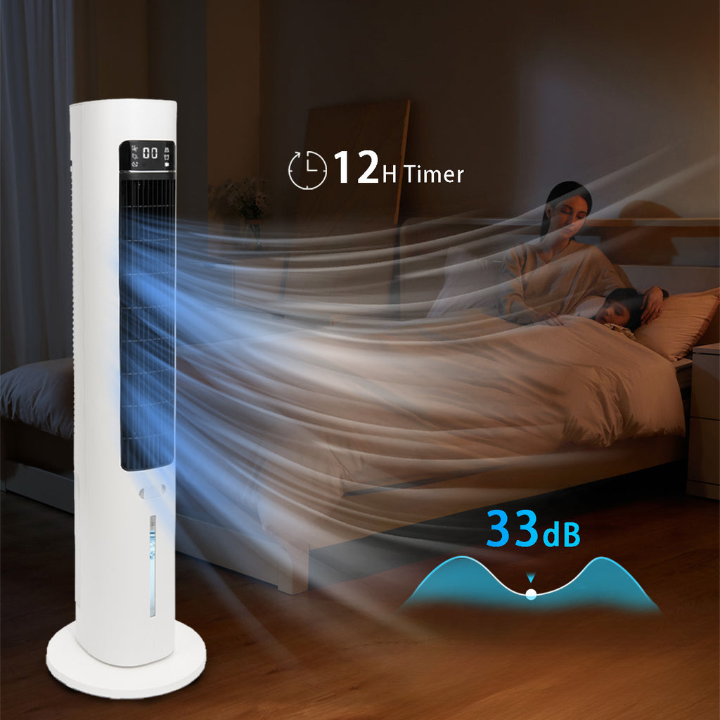 Evaporative Air Cooler Tower Fan with Remote Control, Swamp Cooler Equipped 4 Modes & 3 Speeds,12H Timer,70° Oscillating Portable Air Conditioner for Bedroom