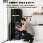 Water Dispenser for 3 and 5 Gallon Bottles – Bottom Load Water Machine with Hot, Cold & Room Temperature Options, Self-Cleaning & Safe Design, Black