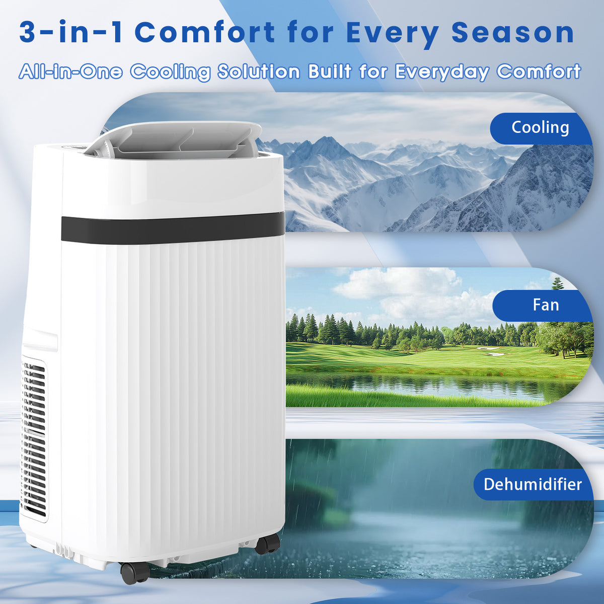 12000 BTU Portable Air Conditioner, Portable AC Unit up to 550 Sq.Ft, 4-in-1 Air Conditioner for Home with Sleep Modes, Remote Control
