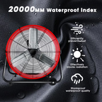 Industrial Fan 24 Inch Heavy Duty Drum 3 Speed 8100 CFM Air Circulation High Velocity Fan For Warehouse, Workshop, Factory, Commercial, Residential and Greenhouse Red