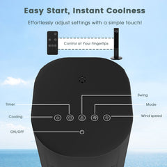 40" Evaporative Air Cooler with Remote, Portable Air Conditioner with 3 Modes, Quiet Swamp Coolers 70° Oscillation Equipped Aroma Box, Black