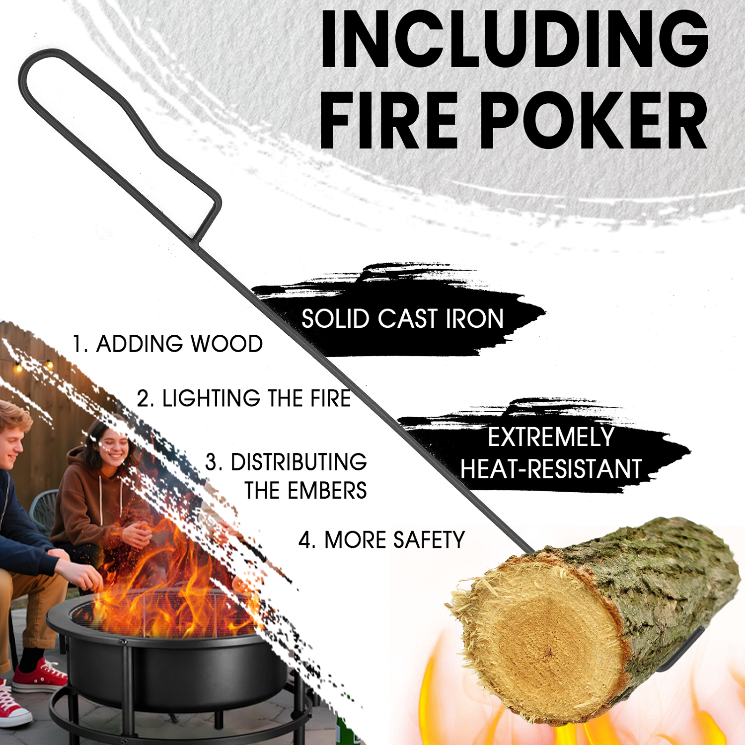 52" Fire Pits for Outside, Foldable Fire Pits with 26" Fire Stove and Table, Cold-Rolled Steel Fire Pit Tables with BBQ Net, Poker, Grill Brush and Protective Cover