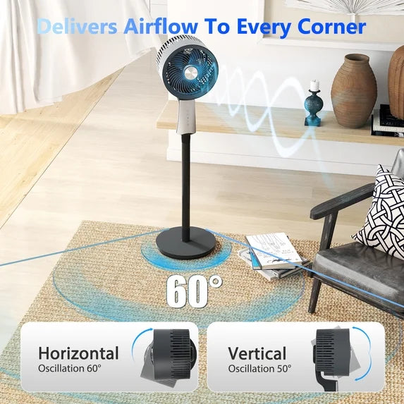 32-Speed Pedestal Fan,60° Oscillating Floor Fan with Remote Control, 12H Timer, LED Light, Powerful Quiet Cooling for Home and Office