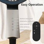 32-Speed Pedestal Fan,60° Oscillating Floor Fan with Remote Control, 12H Timer, LED Light, Powerful Quiet Cooling for Home and Office