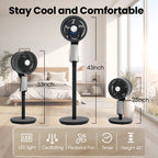 32-Speed Pedestal Fan,60° Oscillating Floor Fan with Remote Control, 12H Timer, LED Light, Powerful Quiet Cooling for Home and Office