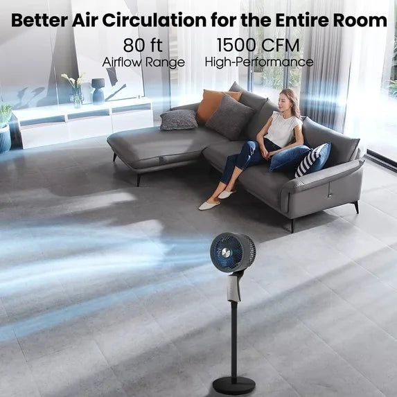 32-Speed Pedestal Fan,60° Oscillating Floor Fan with Remote Control, 12H Timer, LED Light, Powerful Quiet Cooling for Home and Office