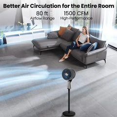 32-Speed Pedestal Fan,60° Oscillating Floor Fan with Remote Control, 12H Timer, LED Light, Powerful Quiet Cooling for Home and Office