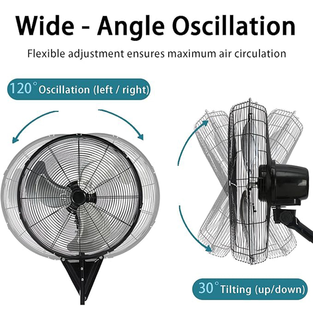 2-Pack 22" Wall Mount Fan High Velocity up to 7000CFM, Oscillating Wall Fans with Remote Control, 3-Speed Adjustable Tilt & Timer for Home, Garage, Workshop, Black