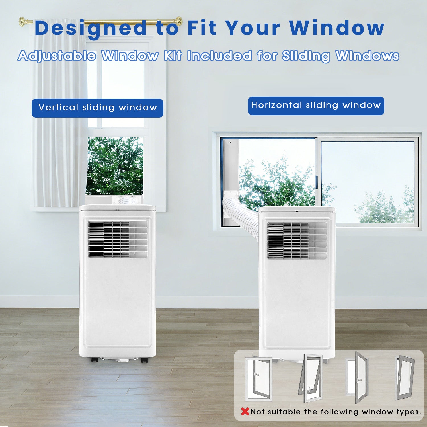 KEYTEK 10000BTU Portable Air Conditioner Cools up to 450 Sq ft.,4-in-1 Standing AC Unit with Cooling,Dry,Sleep & Fan Modes,Remote Control,Window Kit Included