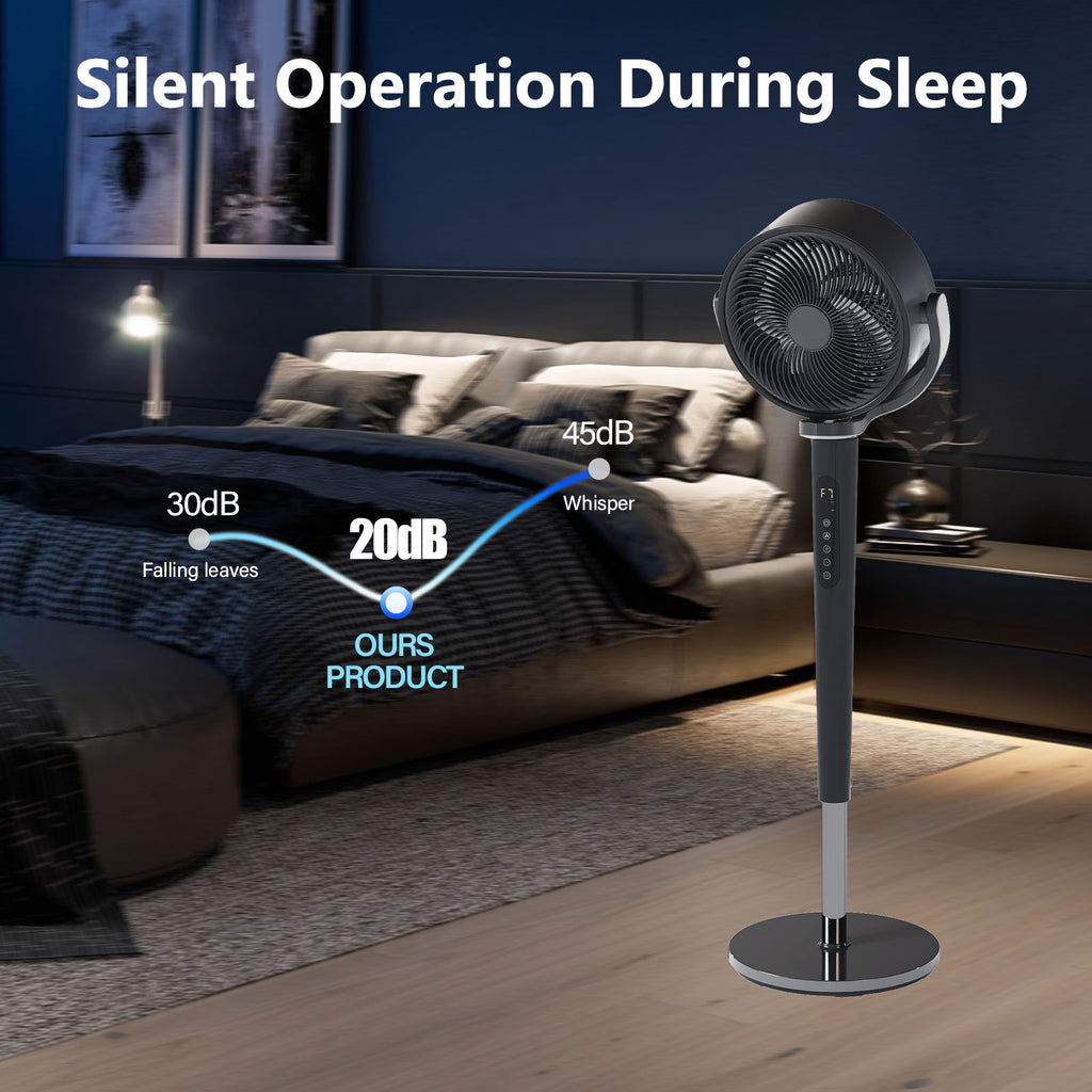 Pedestal Fan with 16 Speeds & 5 Modes,39-46" Adjustable Height Floor Fan Equipped Led Light,120°Oscillating, Free Standing, 12H Timer, Remote Control