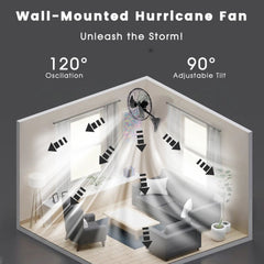 20in Wall Mount Fan, 3-Speed Industrial Wall Fan up to 7000CFM, 120°Oscillating High Airflow Cooling Fan for Garage,Home,Warehouse, Indoor/Outdoor Use, Black