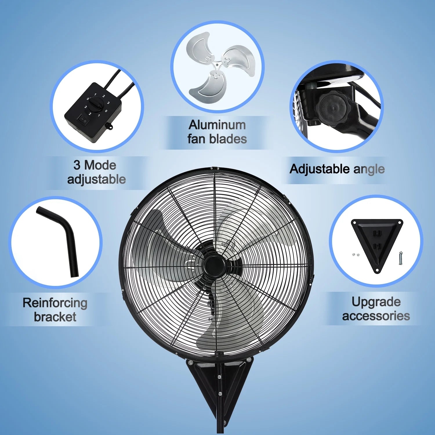 30” Wall Mount Fan 13650 CFM High Velocity Industrial Heavy Duty Fan with 3-Speed Oscillating Commercial Use for Warehouse, Garage, Factory, Black