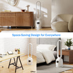 34in Bladeless Tower Fan with 60°Oscillating, 3 Speeds & 3 Modes Standing Floor Fan Equipped Remote Control, 12H Timer for Indoor Room Use