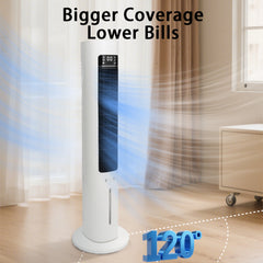 Evaporative Air Cooler Tower Fan with Remote Control, Swamp Cooler Equipped 4 Modes & 3 Speeds,12H Timer,70° Oscillating Portable Air Conditioner for Bedroom