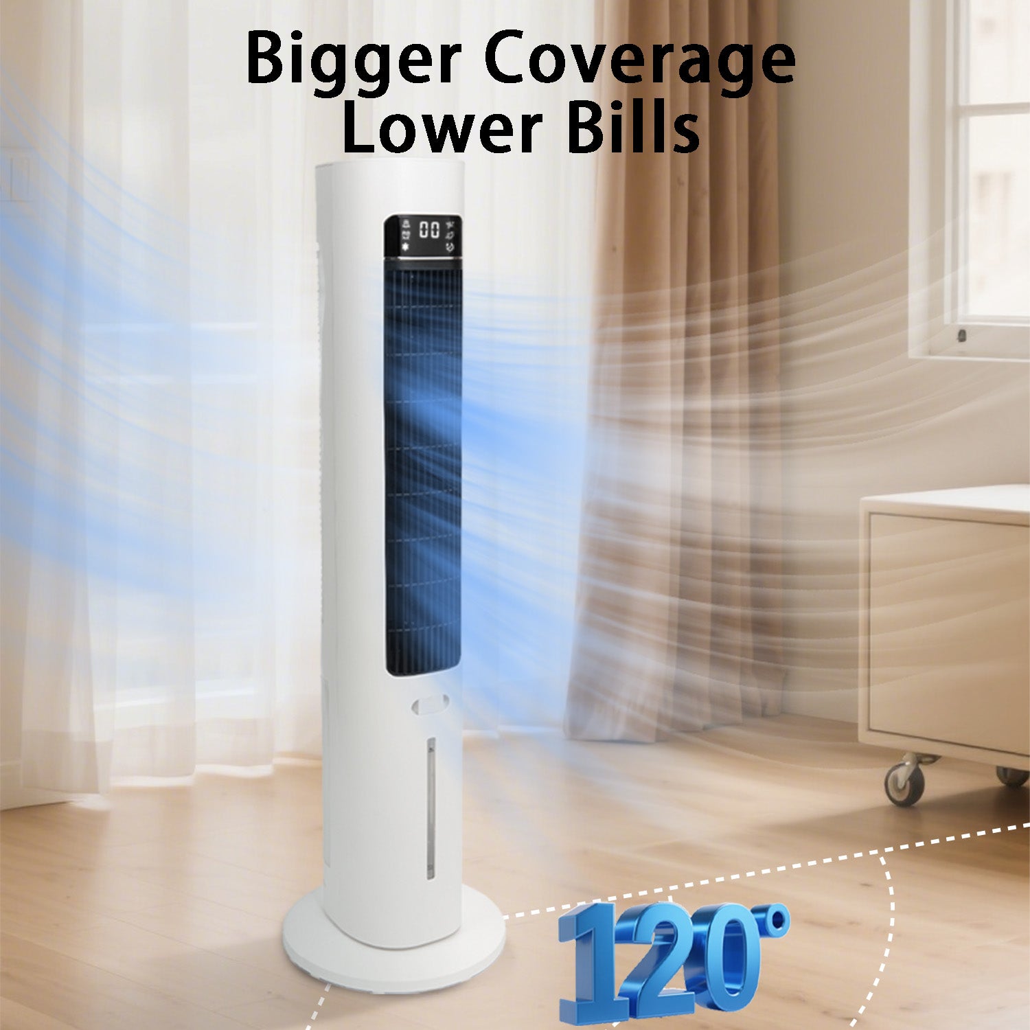 Evaporative Air Cooler Tower Fan with Remote Control, Swamp Cooler Equipped 4 Modes & 3 Speeds,12H Timer,70° Oscillating Portable Air Conditioner for Bedroom