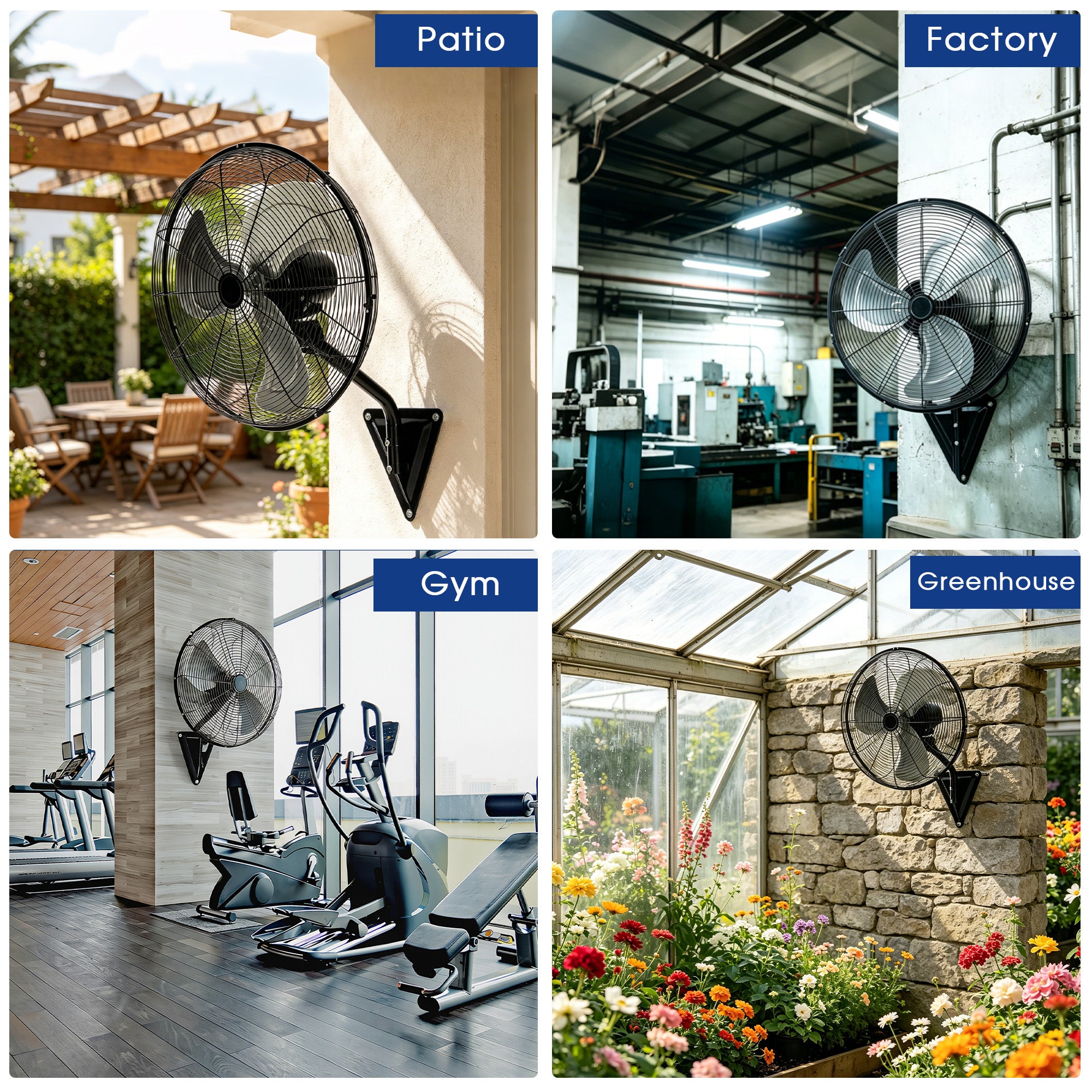 20" Wall Mount Fan, 7100CFM Heavy Duty Wall Fan with 3-Speed & Adjustable Tilt, High Velocity Industrial Oscillating Fans for Garage, Factory, Patio, Porch, Shop & Commercial Use - ETL Listed