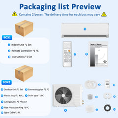 9000 BTU Mini Split Air Conditioner & Heater, 19 SEER2 115V WIFI Enabled Ductless Wall-Mounted AC Unit Covers Up to 450 Sq.Ft, APP & Remote Control