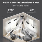 24in Wall Mount Fan, 3-Speed Industrial Wall Fan up to 8000CFM, 120°Oscillating High Airflow Cooling Fan for Garage,Home,Warehouse, Indoor/Outdoor Use, Black